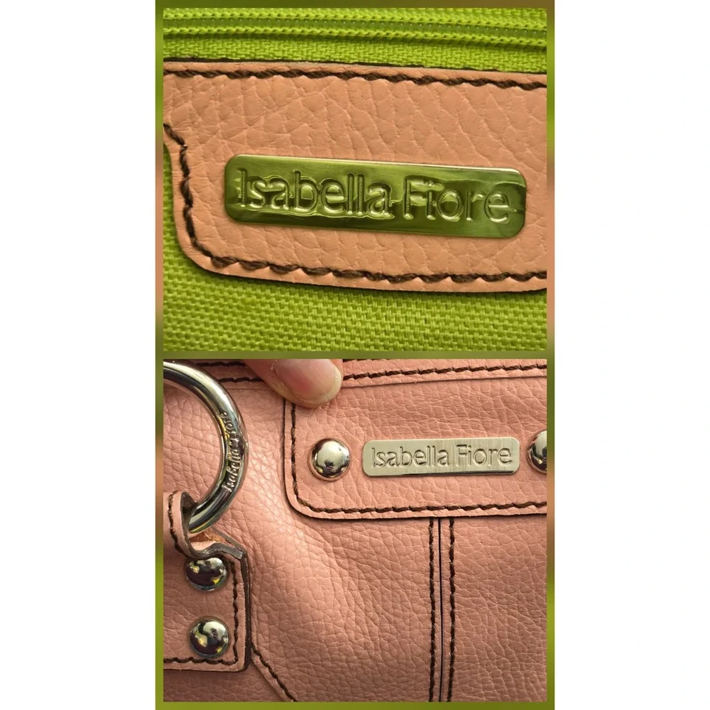 VTG Isabella Fiore Satchel Pink Pebbled Leather‎ Crossbody Handbag